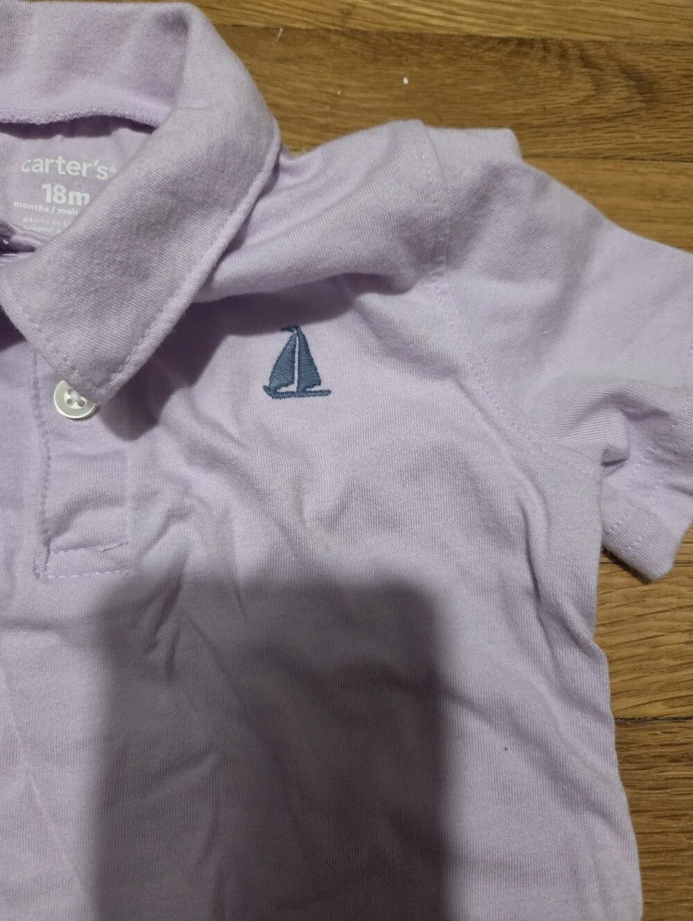 Carter's Lavender Polo and Navy Sailboat Shorts Set / 12-18 Months